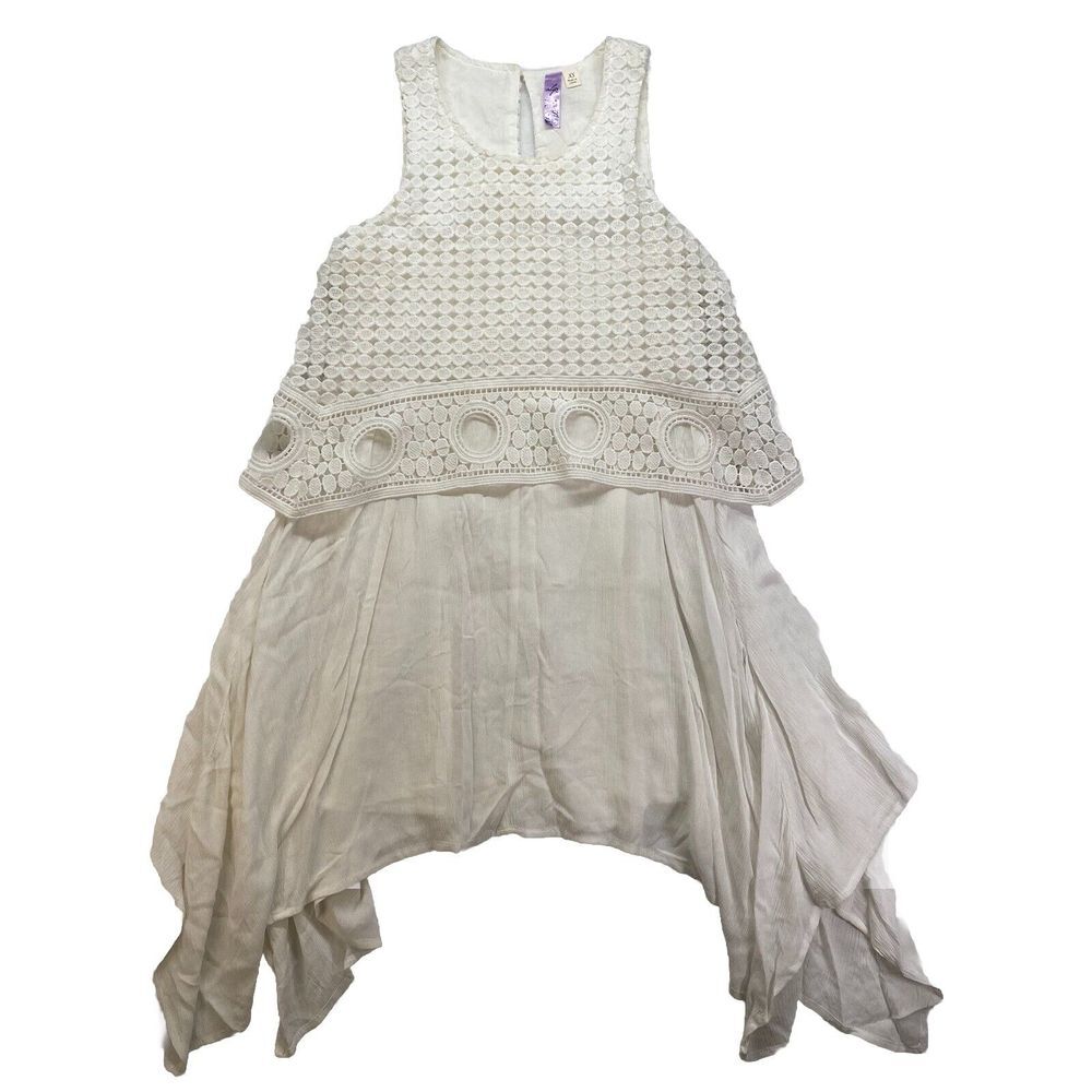 Alya Dress Womens XS White Lace‎ Sleeveless Asymmetrical Scoop Neck layered